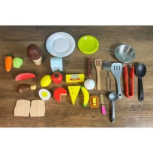 Melissa & Doug Kids Wooden Play Food and Kitchen Accessories Mixed Material 25+